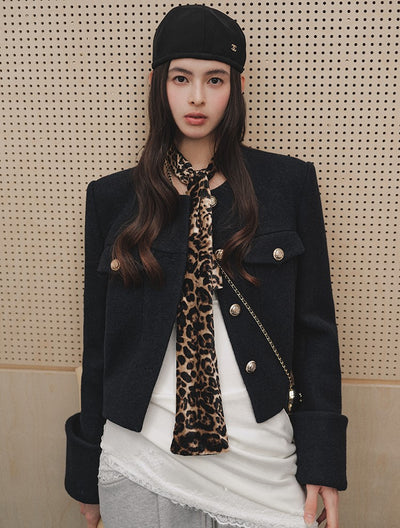 French Style Tweed Round Neck Short Jacket LAL0251