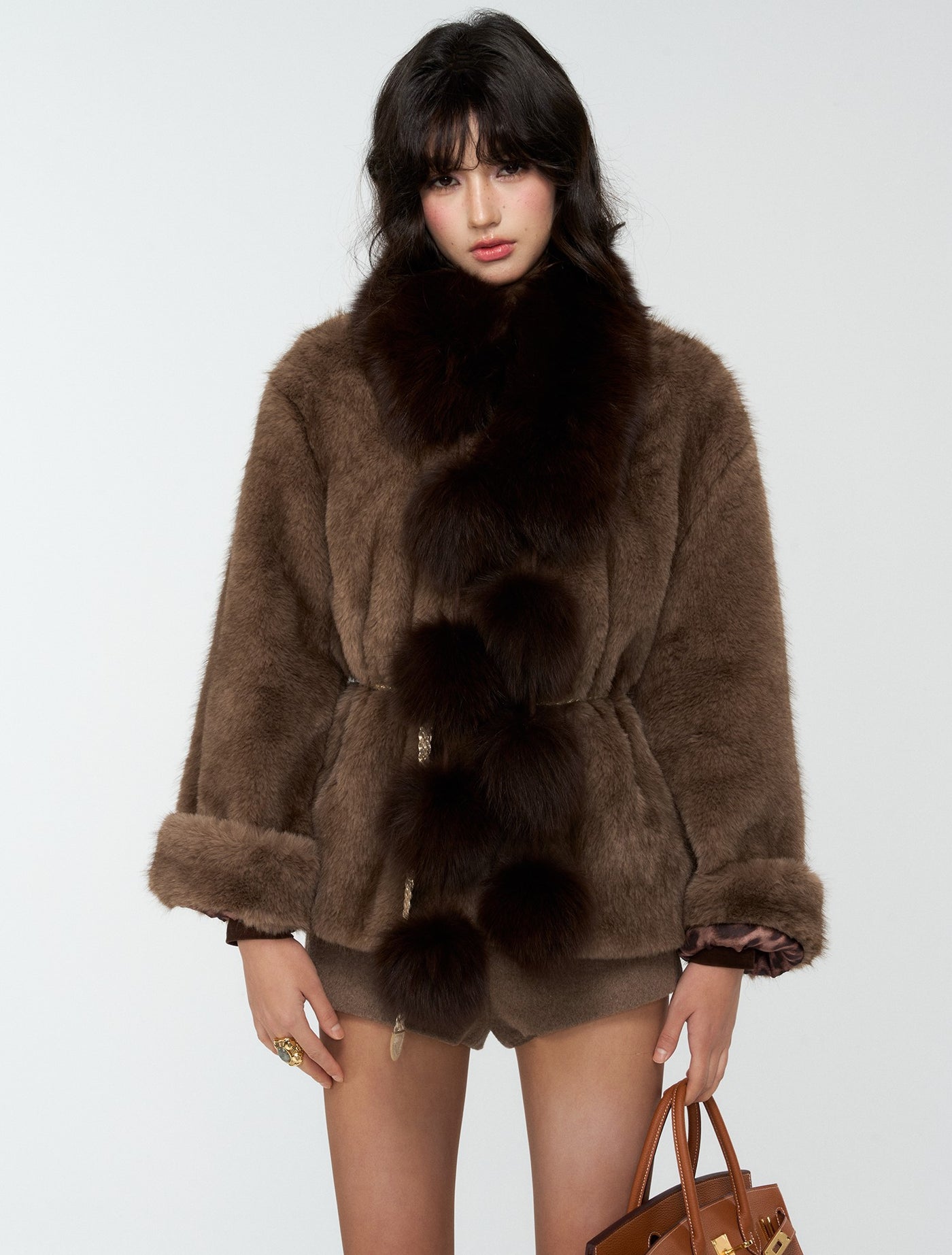 Pom-pom Puff Fur Scarf 4MU0172