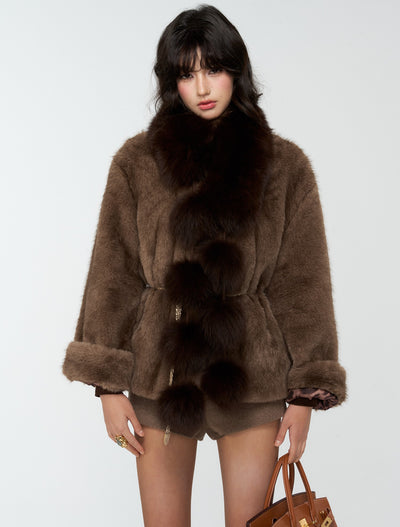 Pom-pom Puff Fur Scarf 4MU0172