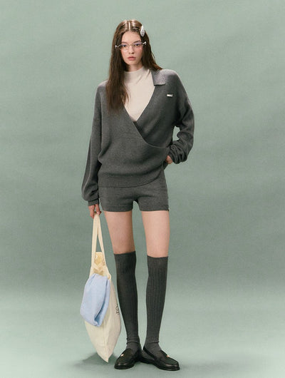 Casual Collared V-neck Sweater/Shorts LAL0234