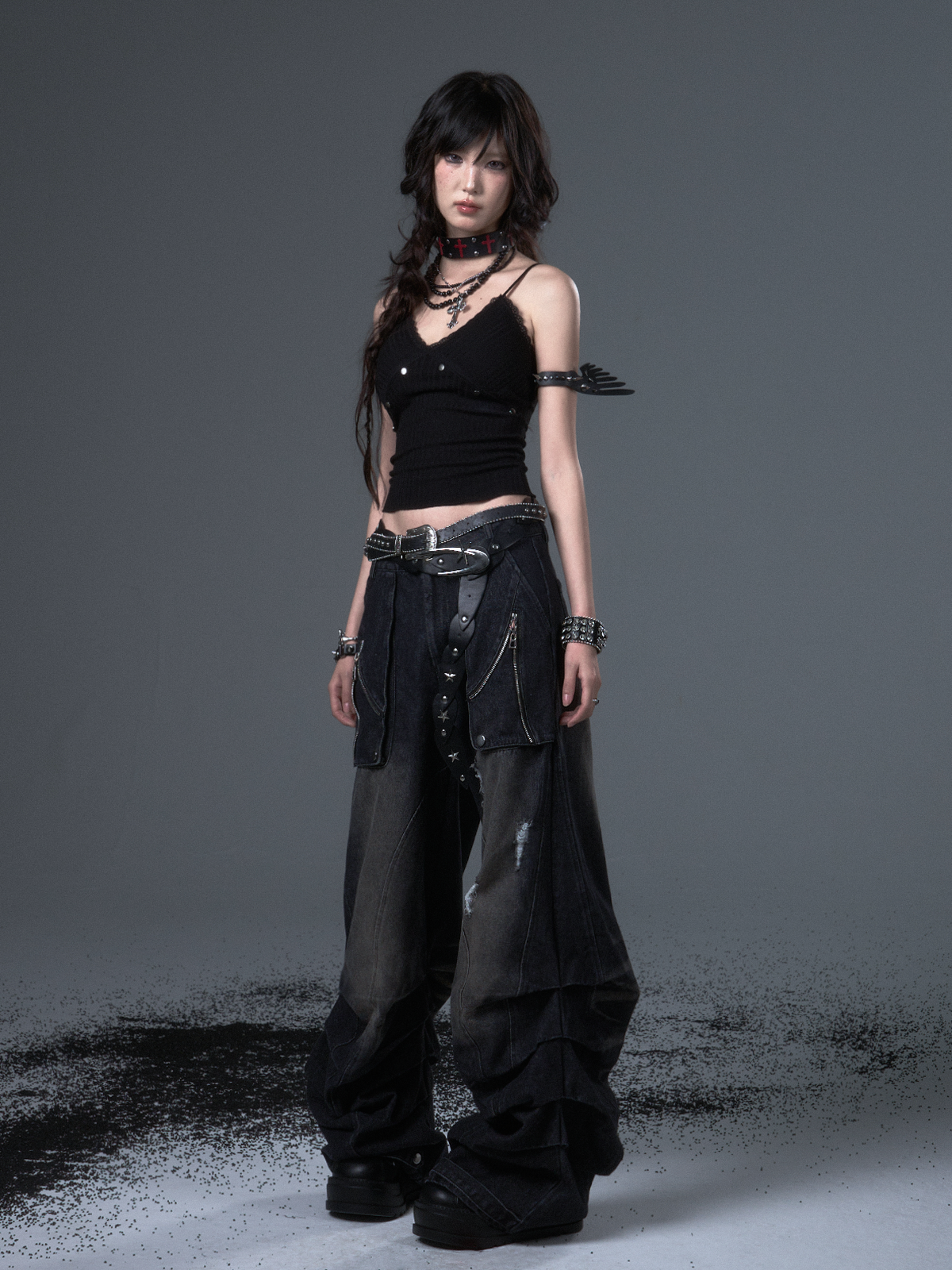 Washed Ripped Scimitar Jeans FRU0104