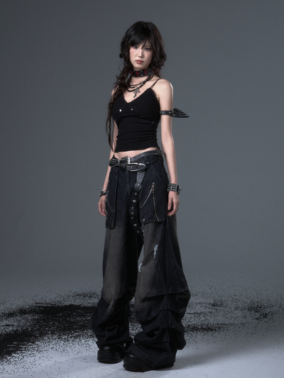 Washed Ripped Scimitar Jeans FRU0104