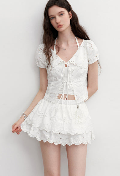 Flower Embroidered Lace Skirt/Shirt AYF0101