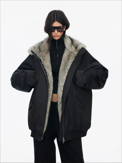 American Retro Plush Collar Coat SAL0205