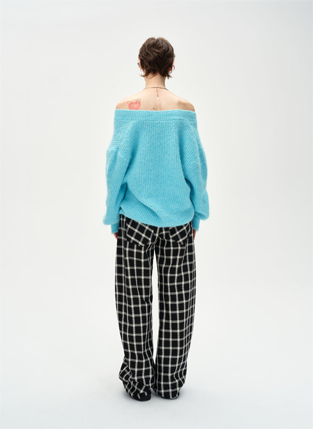 Check Drawstring Curved Casual Pants CUR0262