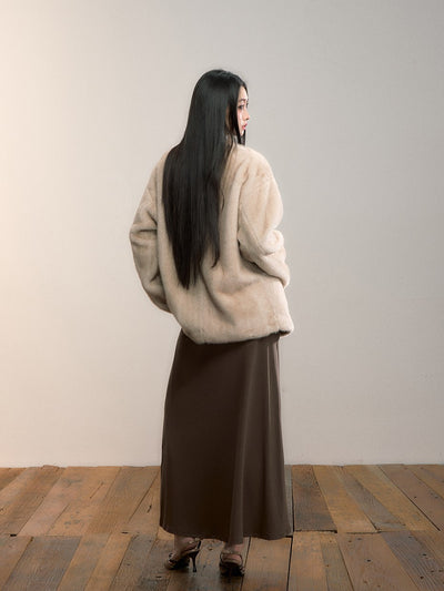 Gradient Fur Large Pocket Coat VIA0350