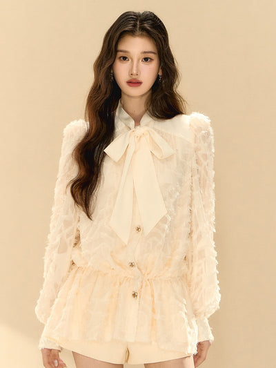Puff Sleeves Bow Shirt Dress OSH0139