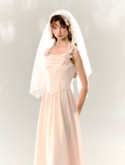 Light Pink Sleeveless Suspender Dress SUN0074