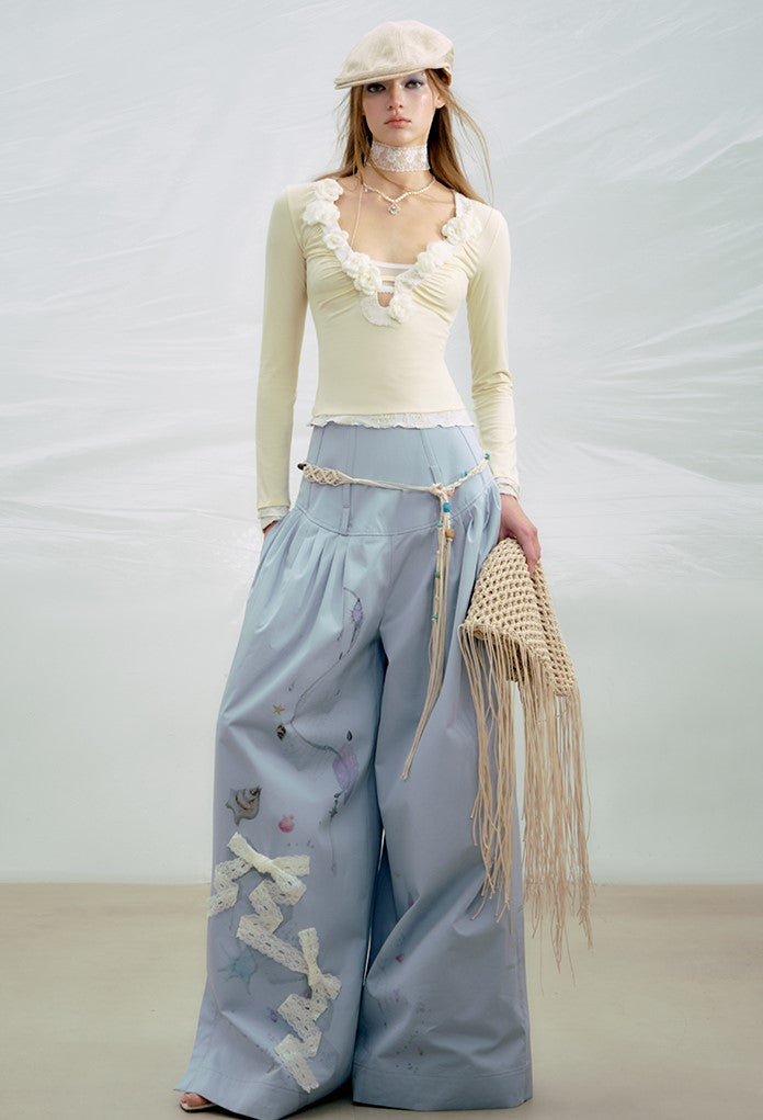 Herringbone Wide-leg Pants OFA0222
