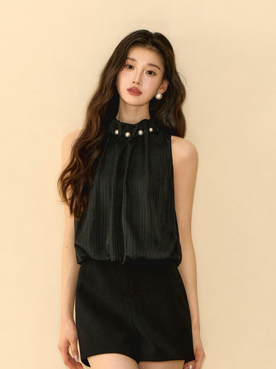 Star Black Sleeveless Jumpsuit OSH0140