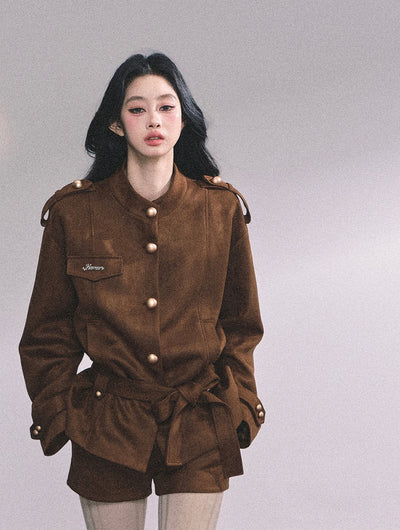 Gold Suede Suit Jacket/Shorts DIA0610