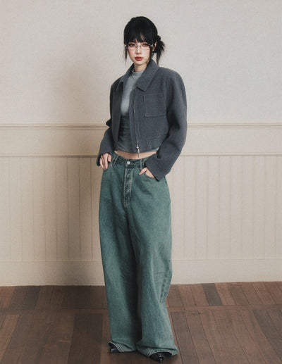 Gray Lapel Short Jacket LUL0189