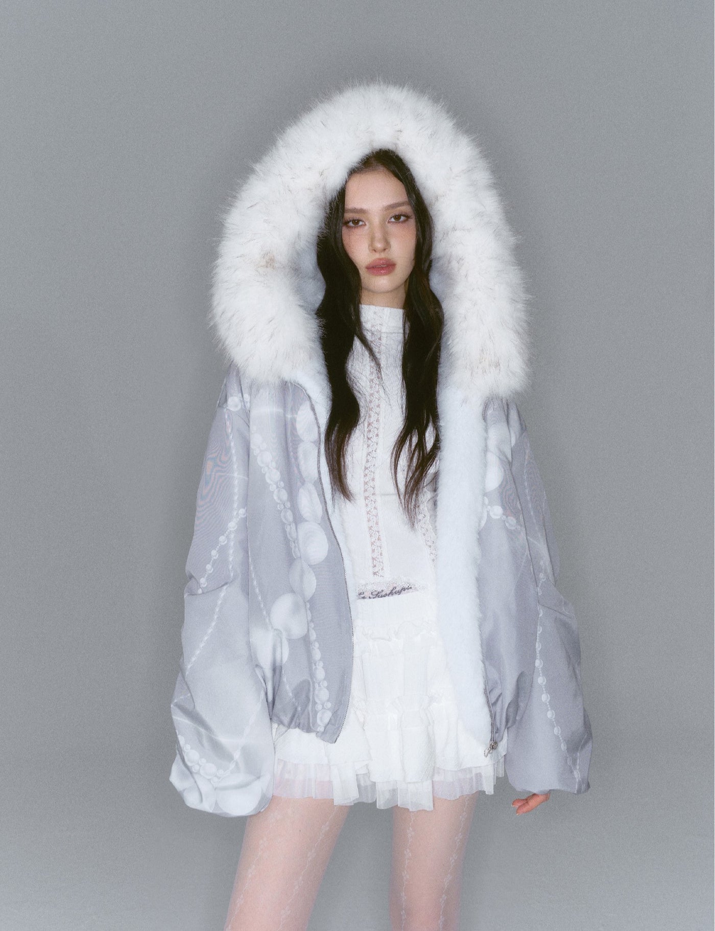 Patchwork Fur Print Reversible Short Coat SAL0193