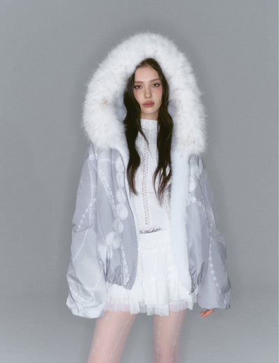 Patchwork Fur Print Reversible Short Coat SAL0193