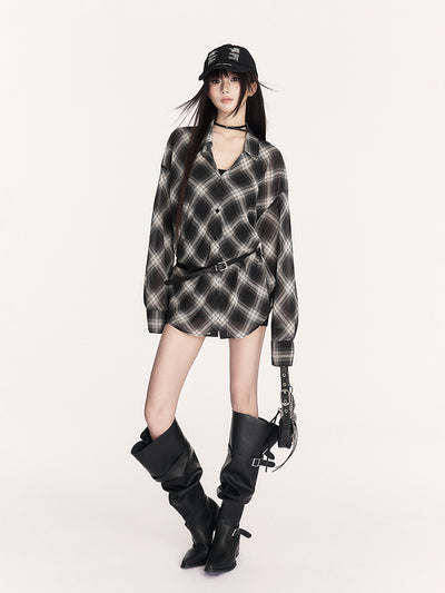 Sunscreen Retro Plaid Loose Shirt VOC0406