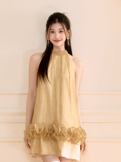Honey Yellow Ruffle Short Dress OSH0116