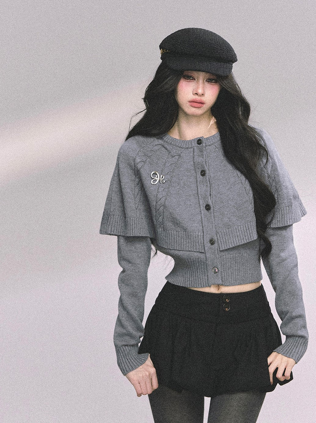 Long-sleeved Cable Cloak Sweater DIA0645