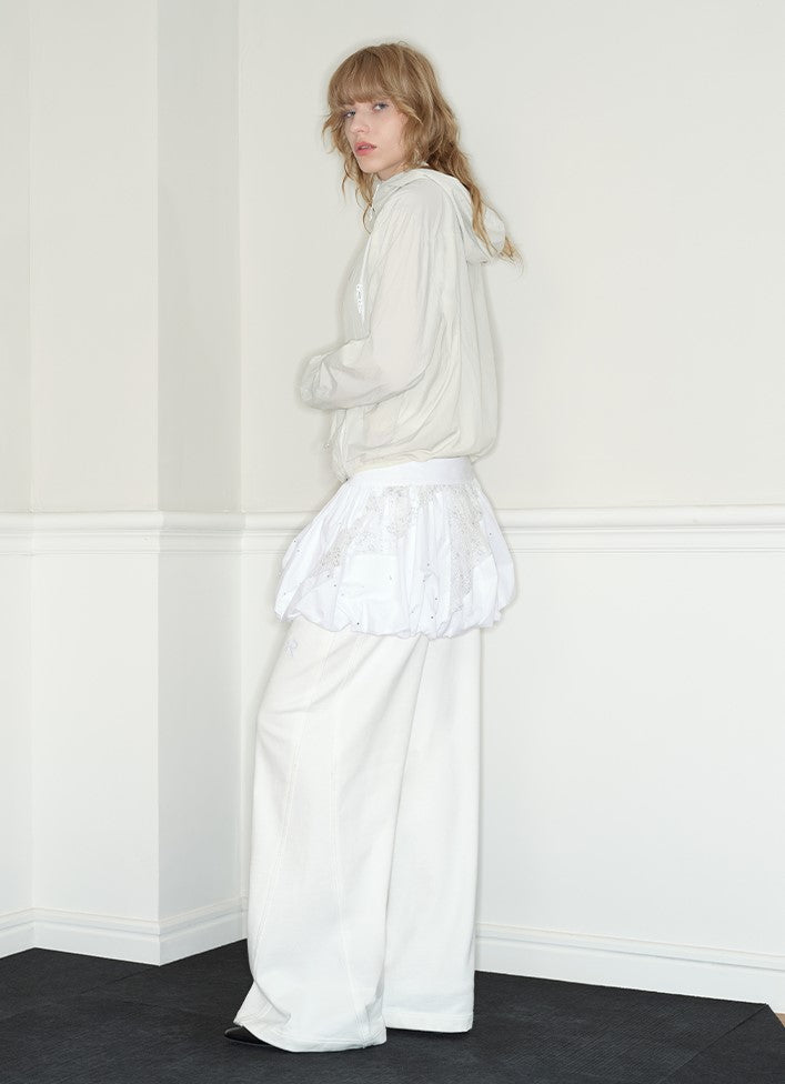 White Flower A-Line Puffy Short Skirt/Top RUN0027