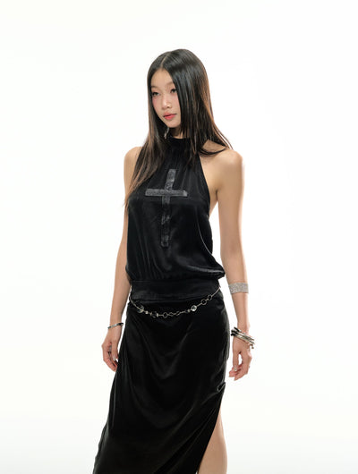 Cross Halter Neck Backless Dress 4MU0122