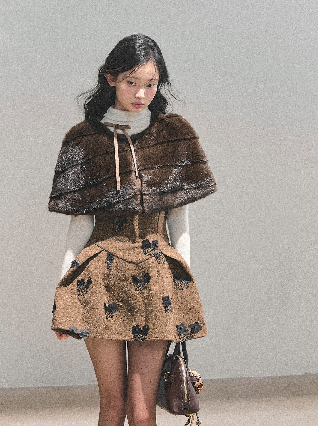 Two-Piece Flower Dress+Rich Cape DIA0728