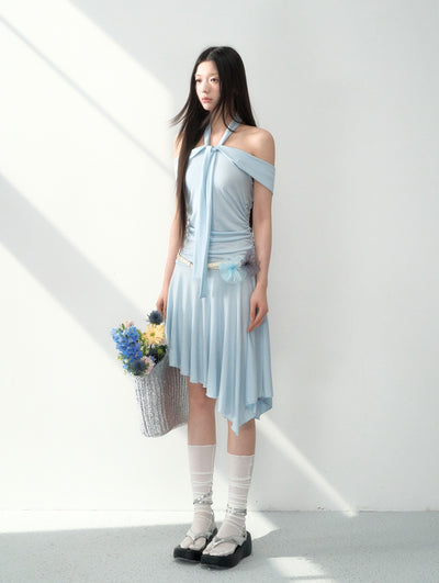 Halter Neck Strap Irregular Dress LAL0192