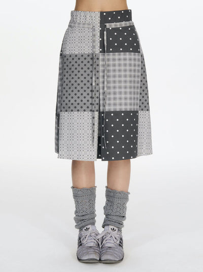 Polka Dot Plaid Print Skirt NEC0209