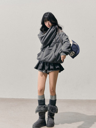 Faux Two-Piece Plaid Hooded Sweatshirt DIA0760