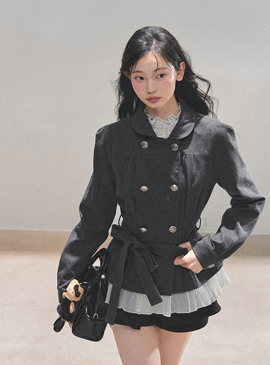 Gray French Style Suit Jacket DIA0764