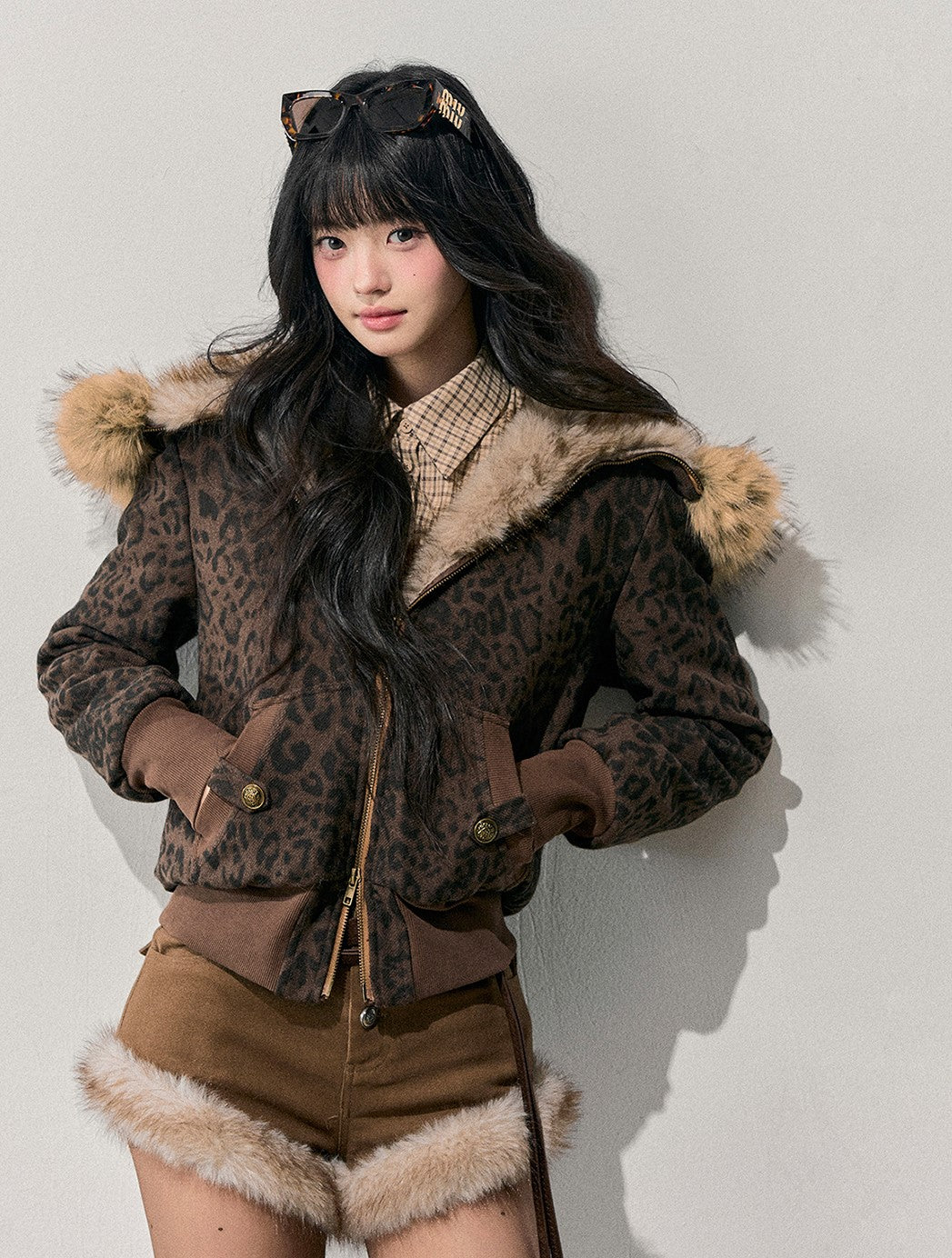 Quilted Leopard Print Fur Jacket DIA0715