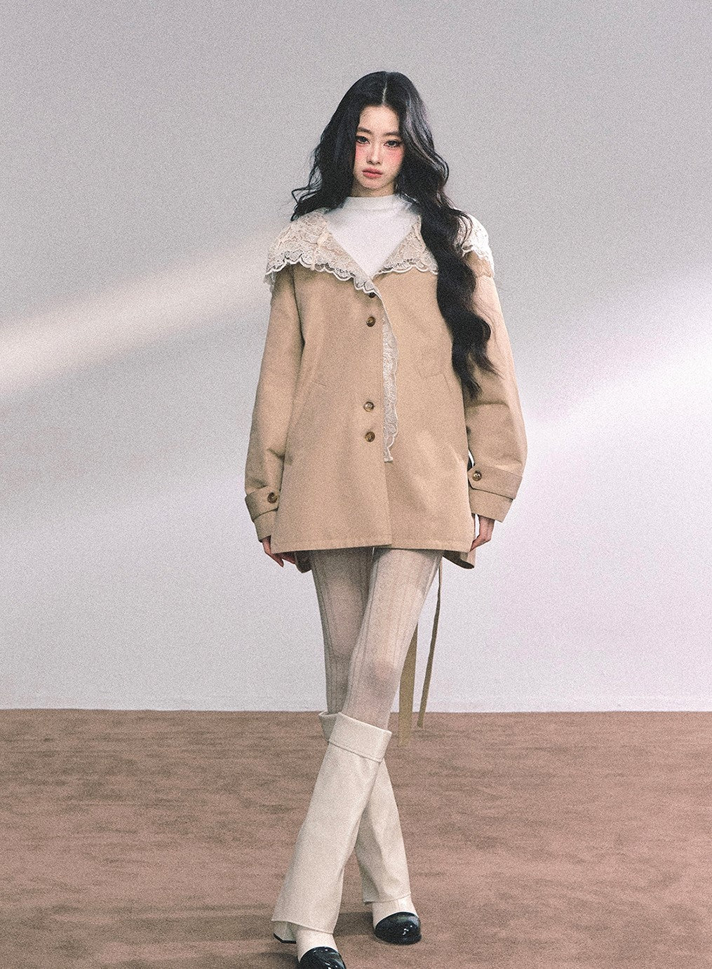 Hooded Lace Trench Jacket DIA0650