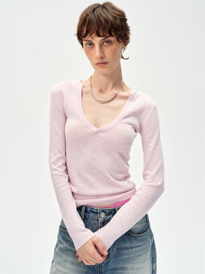 V-neck Long Sleeved Sweater CUR0253