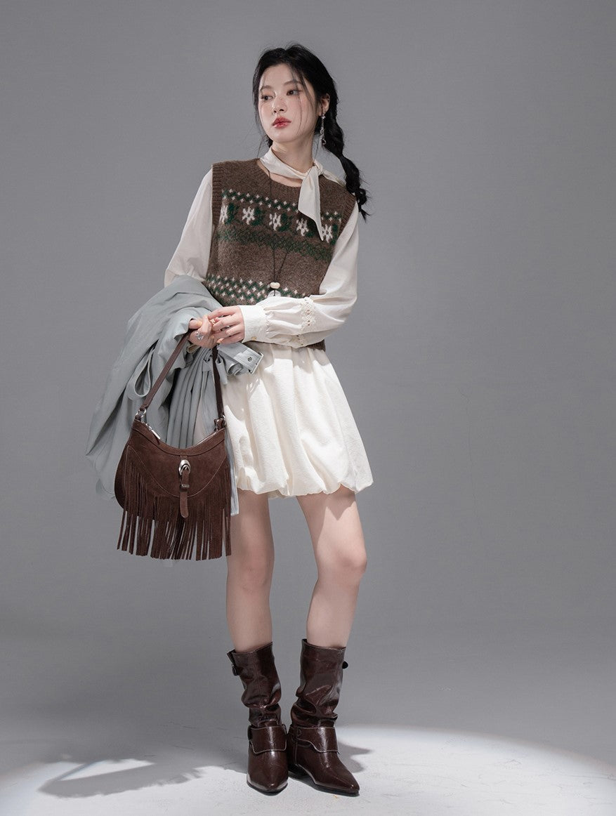 Chestnut Brown Knitted Vest COT0355