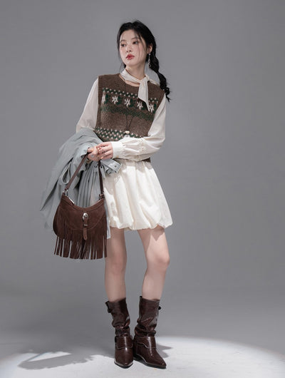 Chestnut Brown Knitted Vest COT0355