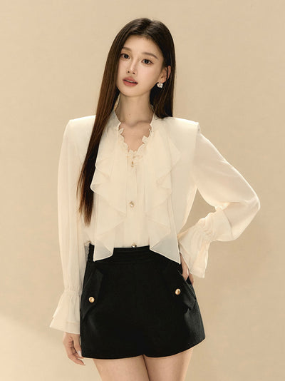 High Waist Gold Button Shorts OSH0137