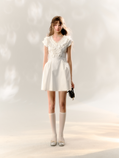 Afternoon Pearl Pure White Lace Dress SUN0072