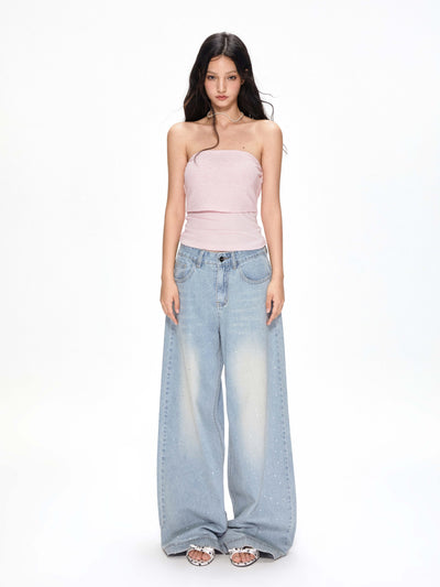 Rhinestone Low Waist Jeans APE0390