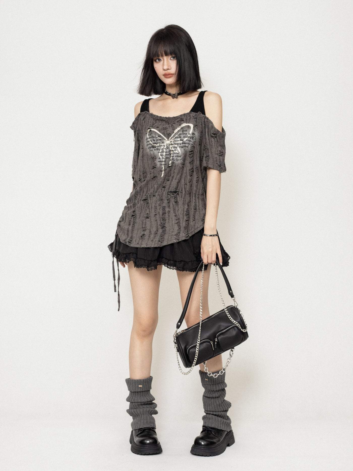 Off-shoulder Butterfly Sleeveless Loose Suspender Top ZER0223