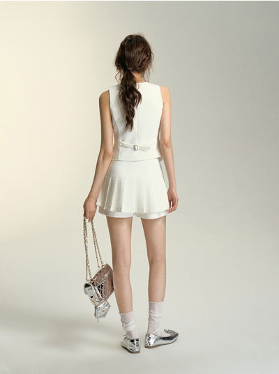 White V-Neck Vest SOM0035