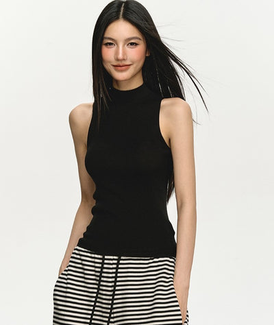 Mid-neck Knitted Sleeveless Top ANA0018
