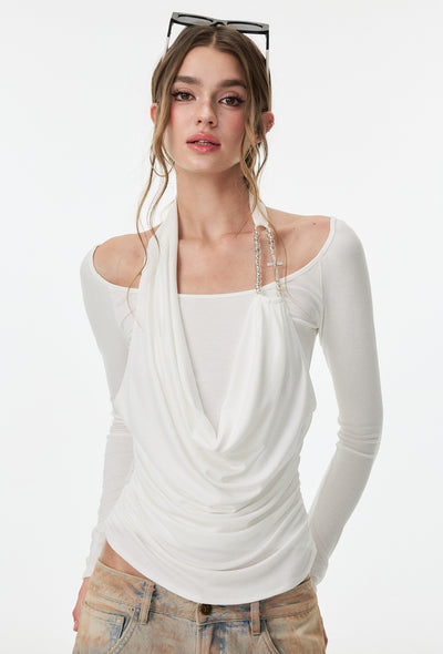 Cross Rhinestone Long Sleeves Top 4MU0157