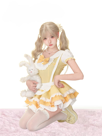 Egg Yellow Bow Lace Shirt/Cake Skirt SER0165