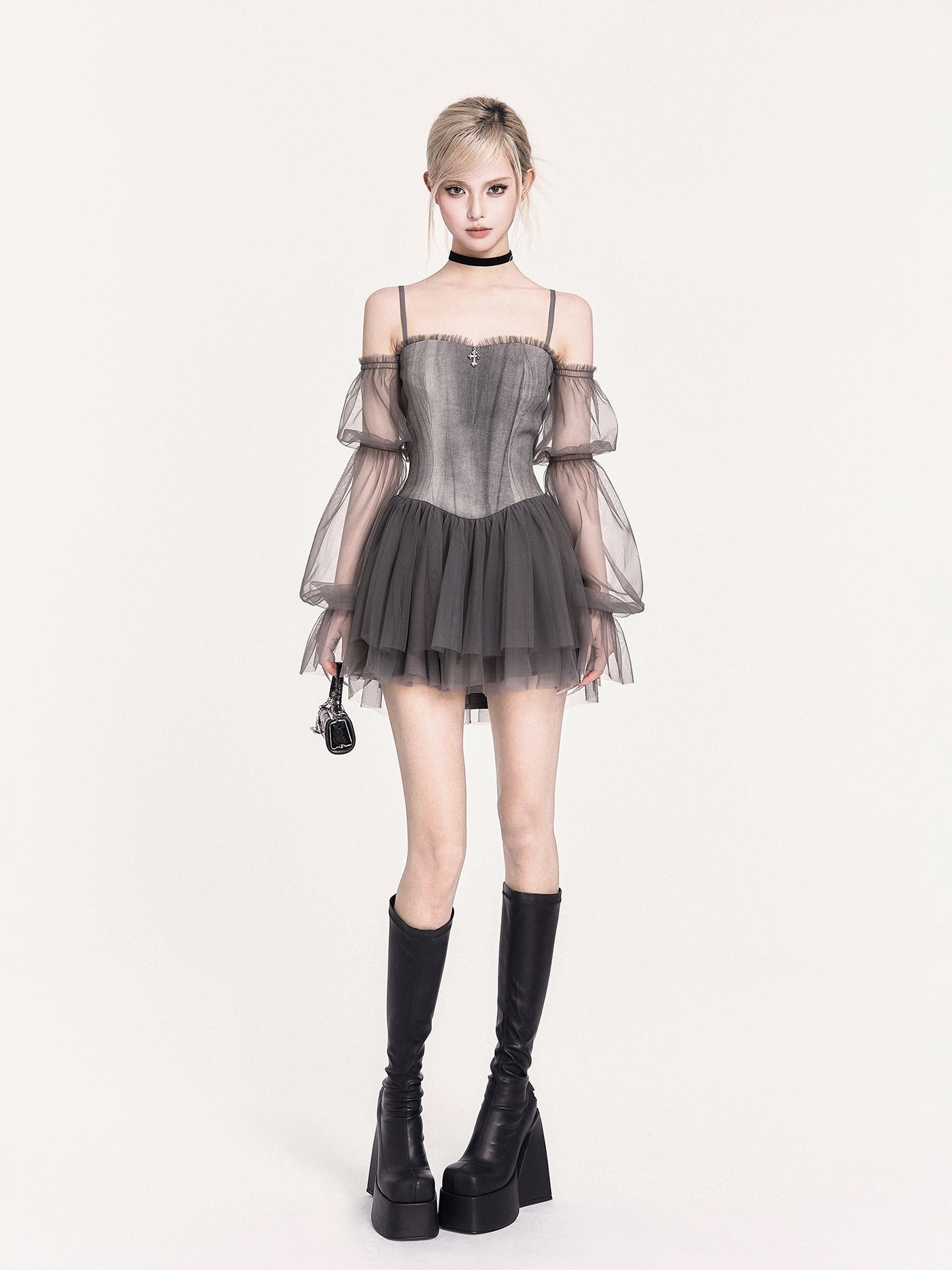 Romantic Design Tie-dye Puffy Dress VOC0471