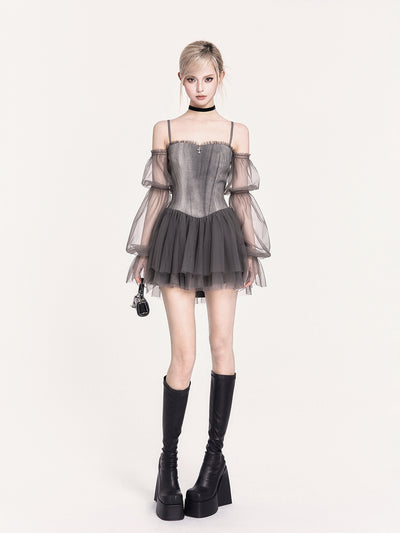 Romantic Design Tie-dye Puffy Dress VOC0471