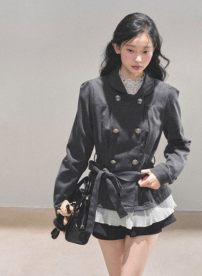 Gray French Style Suit Jacket DIA0764