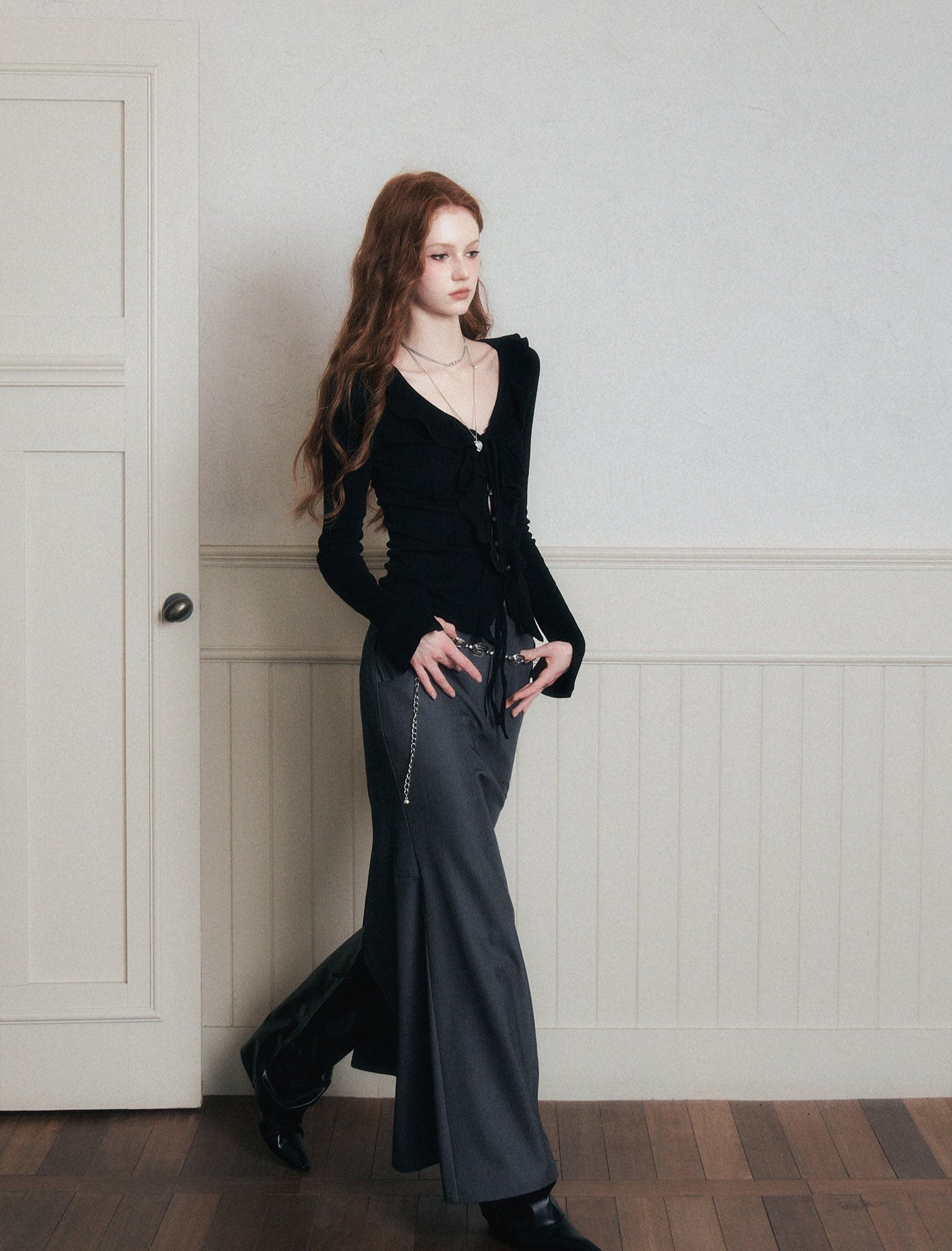 Back Slit Long Fishtail Skirt LUL0178