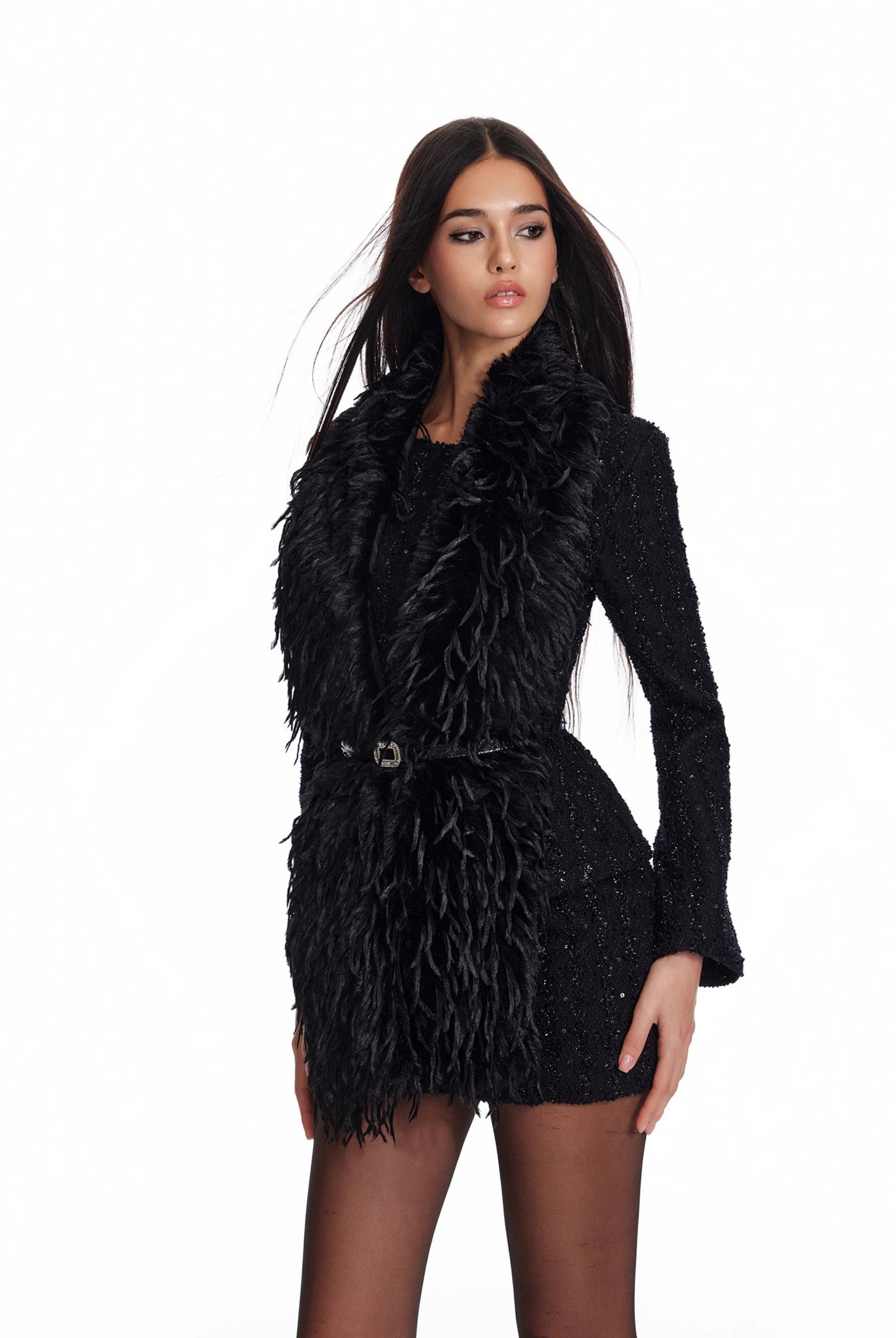 Detachable Fur Collar High-end Jacket/Suit Skirt 4MU0077