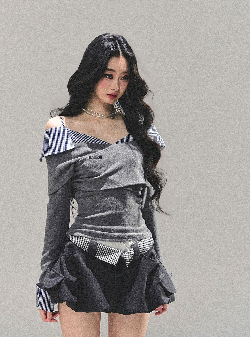 Plaid A-line Tulip Skirt DIA0691