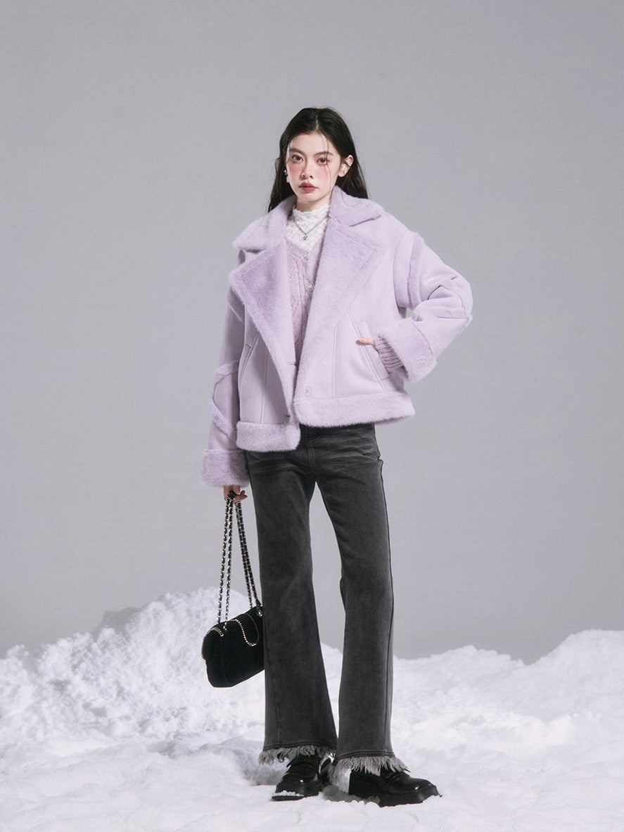 StellaLou Purple Fur Coat/Skirt COT0183