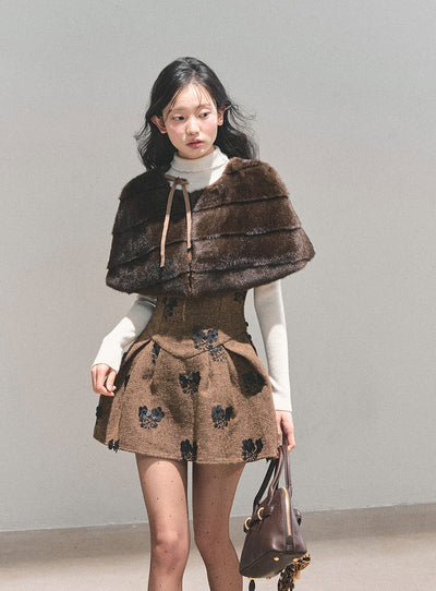 Two-Piece Flower Dress+Rich Cape DIA0728