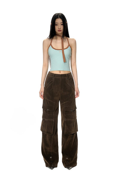 Arc Collar Knitted Cardigan/Halter Neck Top  NOT0167